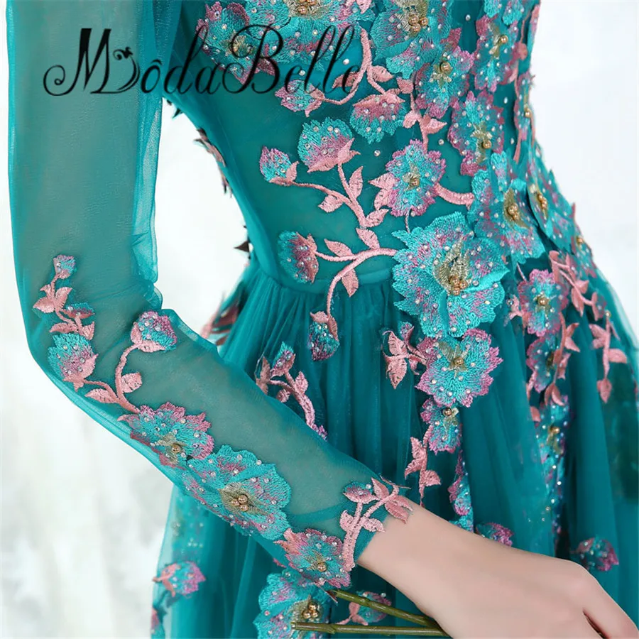 Modabelle Robe Soiree вечерние платья с вышивкой бисером, цветочное торжественное платье, женские вечерние платья с длинным рукавом для выпускного вечера, турецкие