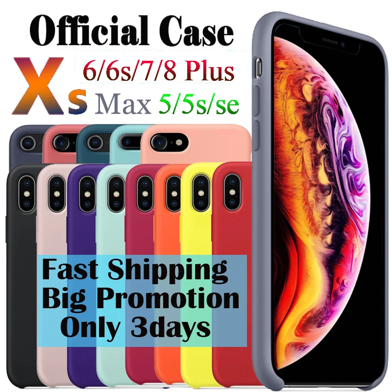 

Original Official Style Silicone Case For iPhone 5 5S SE 6 6s 7 8 plus cases For Apple iPhone X Xs Max XR Phone Bags Have LOGO