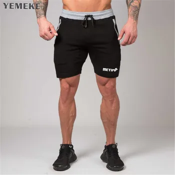 

YEMEKE 2018 Men cotton shorts Calf-Length Gyms Casual Joggers Workout Brand Sporting Fitness Bodybuilding Short Pants