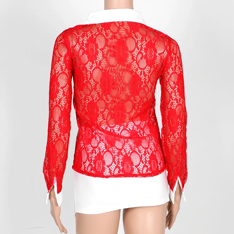 Jyconline manga larga Encaje blusa Camisas blusas renda Encaje patchwork mujeres blusa delgada Tops sexy Camisas ropa mujer Jyconline manga larga Encaje blusa Camisas blusas renda Encaje patchwork mujeres blusa delgada Tops sexy Camisas ropa mujer