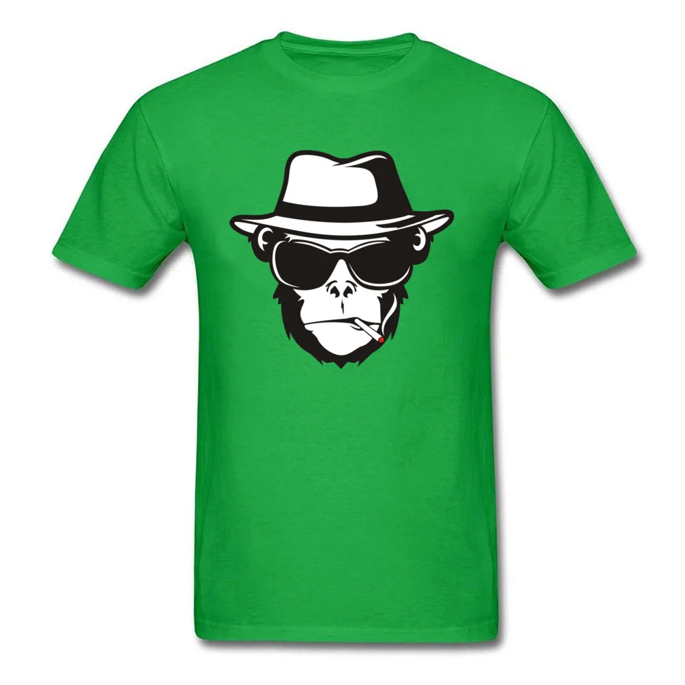 Monkey with sunglasses Cool Short Sleeve Tops Tees Thanksgiving Day Crew Neck Pure Cotton Men's T Shirt Cool Tee Shirt Faddish Monkey with sunglasses green