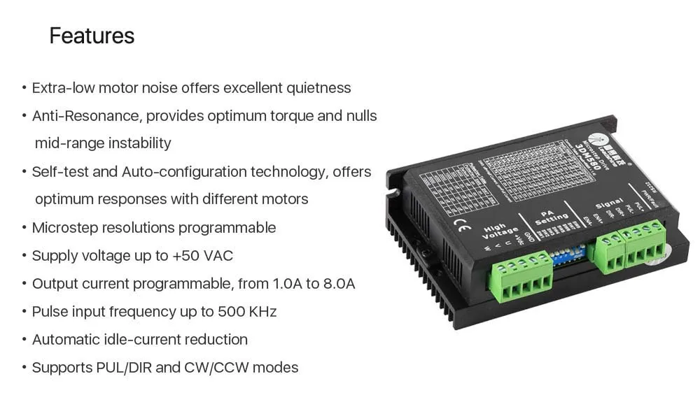 Leadshine 3 фазы 3DM580 Драйвер шагового двигателя 18-50VDC 1,0-8.0A для Co2 лазерной гравировки и резки