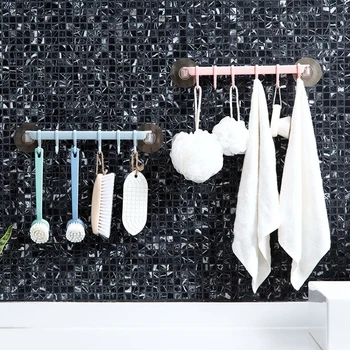 

Adjustable 6 Hooks Double Suction Cup Towel Hanger Rack Hanging Shelves Holders Bathroom accessories Hook Holder Organizer