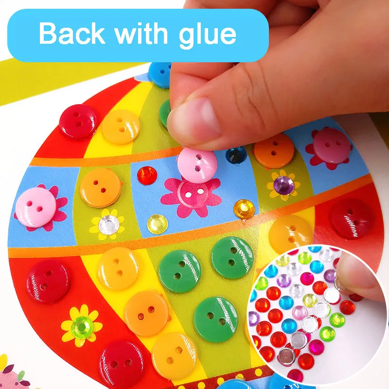 low cost  Novel and interesting DIY Button Stickers Kids Handmade Painting Craft Kit Learning Educational Dra