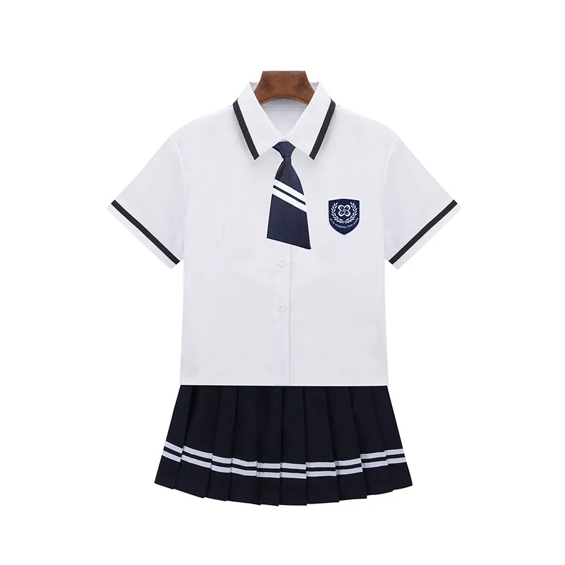 Uhyd/Высококачественная униформа моряка с коротким рукавом для девочек-подростков; школьная форма; Топ; юбка с галстуком; школьная форма; костюмы - Цвет: women