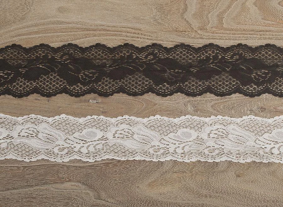 10 yard/lot 6cm 2.36" width black/ivory stretch elastic fabric