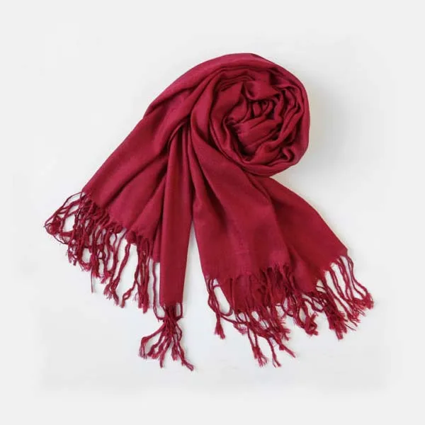 Новинка, одноцветная женская зимняя теплая кашемировая шаль, длинный шарф из пашмины, 180x70 см, Chenmanfengcai - Цвет: Red