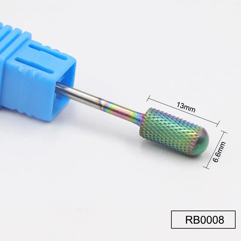Радужные вольфрамовые круглые фрезы для ногтей, твердосплавные фрезы для маникюра, керамические фрезы, электрические фрезы, аксессуары для ногтей - Цвет: RB0008