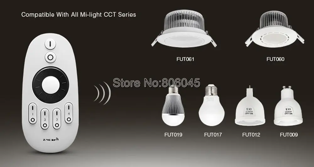 Ми. light 2.4 г rf 4-зоны Беспроводной пульт дистанционного управления для ми-свет CW/WW светодиодные лампы или один Цвет светодиодные полосы fut005