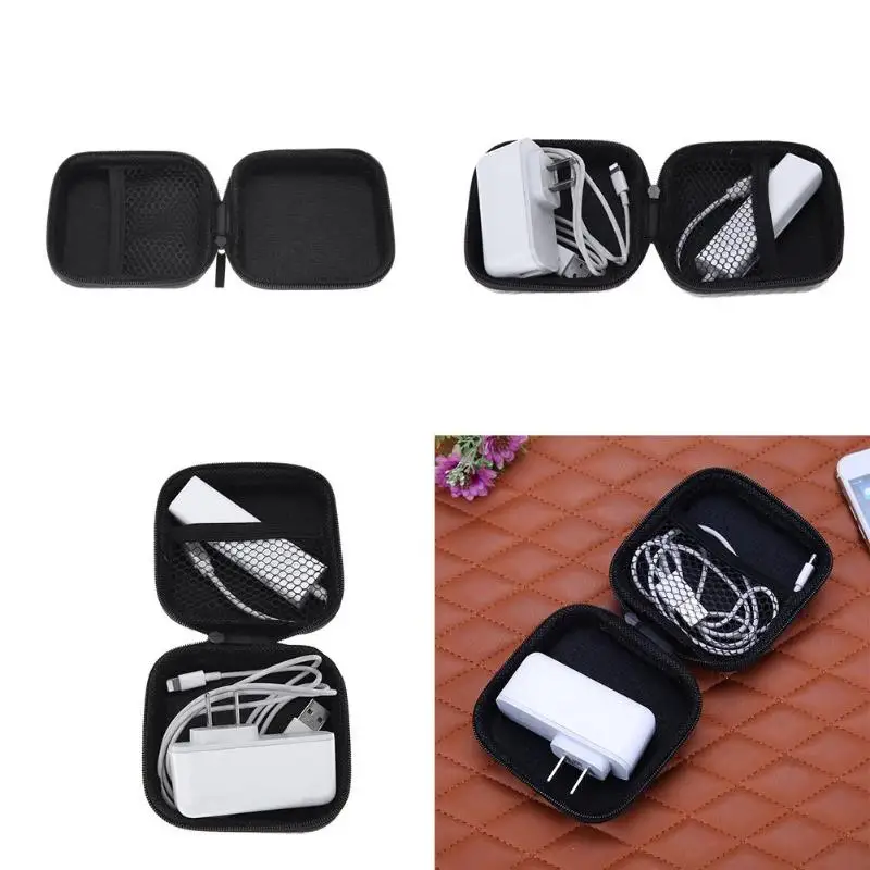 

Mini Black Zipper Headphones Box Earphone Earbuds Organizer Case Storage Carrying Pouch Bag SD Card Hold Boxs High Quality Bag