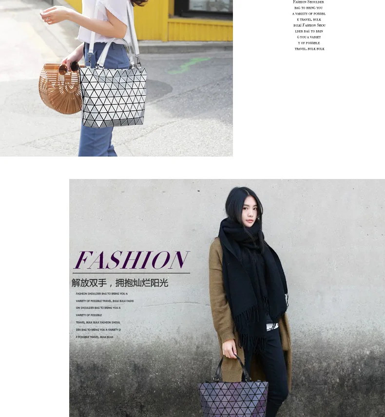 ZYJ Women Sequins Luminous Plaid Shoulder Bags Girls Handbags Casual Deformable Lattice Laser Crossbody Make Up Evening Tote Bag (5)