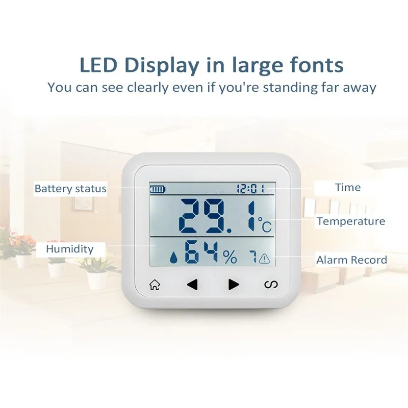 FUERS TD32 светодиодный дисплей, регулируемая температура и влажность, датчик сигнализации, детектор, сигнализация, защита личной собственности, безопасность дома