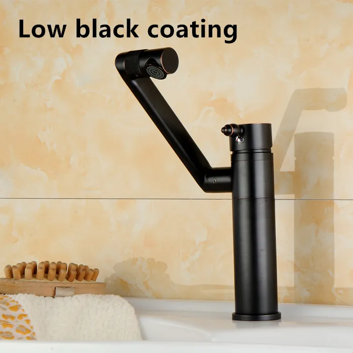 Вращающийся на 360 градусов кран для раковины fortune cat, смеситель для раковины, кран для ванной комнаты, смеситель для воды, кран для раковины, кран для ванной комнаты - Цвет: Low black coating