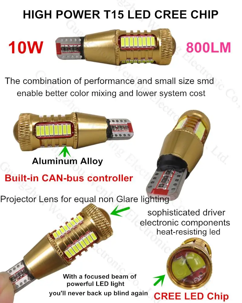 WLJH 2x Canbus Автомобильный светодиодный светильник W16W светодиодный T15 4014 чип резервный обратный светильник лампа для VW Volkswagen Audi BMW Mercedes-Benz Mini FIAT