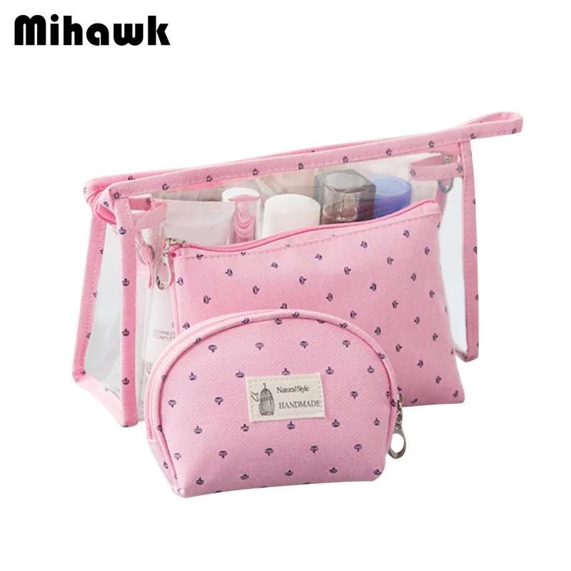 

Mihawk 3Pcs/Set Cosmetic Bag Women's Waterproof Beautician Vanity Trip Pouch Makeup Cases Toiletry Organizer Accessories Supply