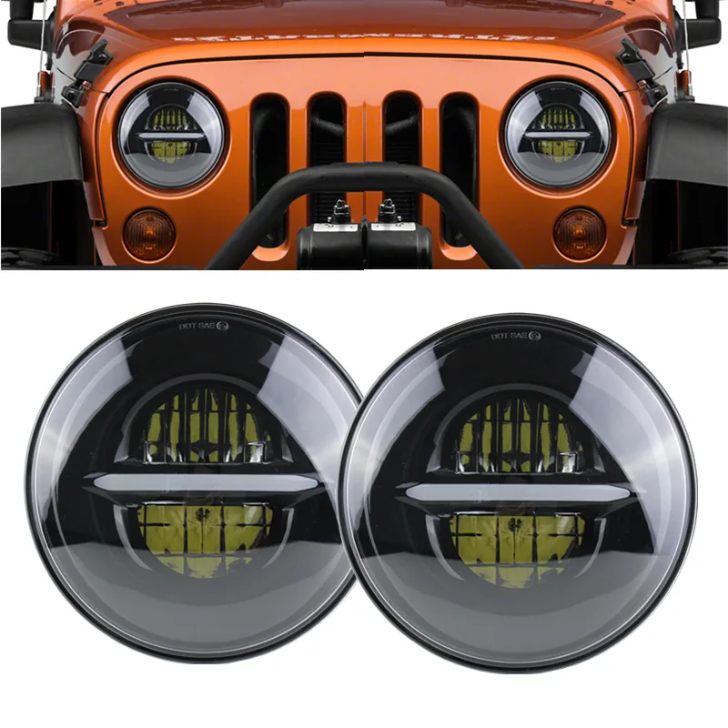 

2PCS 100W POWER 7INCH Round LED Headlight projection Hi/low beam with DRL and Turn Signal For Jeep Wrangler Lander Rover Hummer