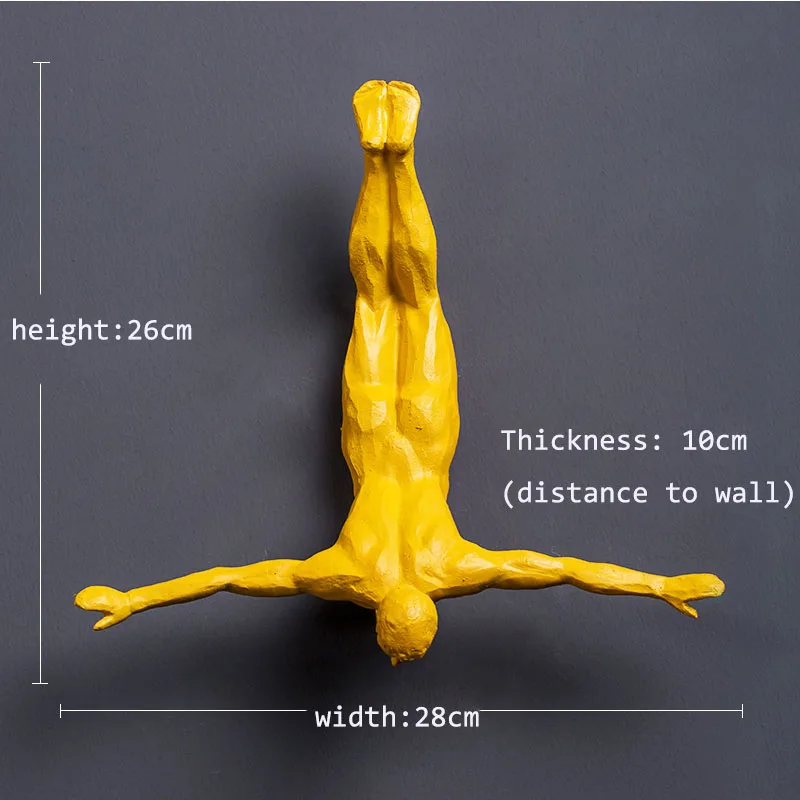 Нордический банджи прыгающий человек смолы Настенный декор гостиной фон креативный подарок красочные фигурки мальчика фигура - Цвет: yellow