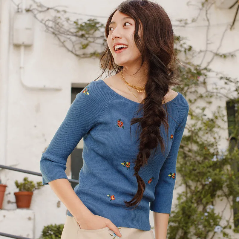 INMAN 2018 Spring Clothes Round Neck Embroidered Women Sweaters And Pullovers Sweater Women Women INMAN 2018 Spring Clothes Round Neck Embroidered Women Sweaters And Pullovers Sweater Women Women