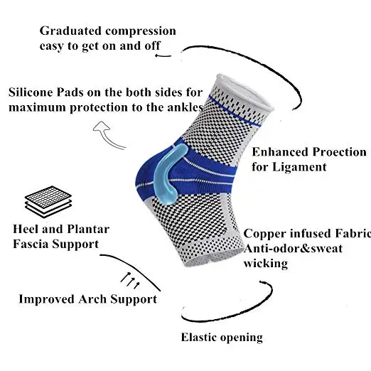 Фиксатор лодыжки, эластичный и дышащий поддержка лодыжки Компрессионные рукава стабилизатор лодыжки/Защита ног носки с силиконовой прокладкой