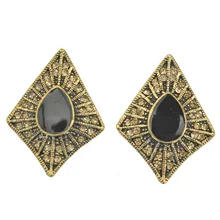 ФОТО bohemia style crystal rhinestone geometric stud earrings enamel teardrop vintage fashion jewelry