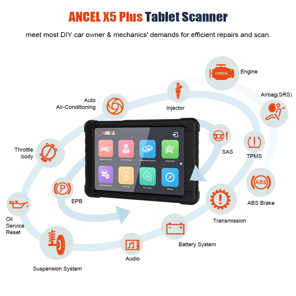 Ancel X5 OBD2 WiFi Diagnostic Scanner Tool Full Systems Car Diagnostics OBD ABS Airbag EPB Oil Light Reset Key programming OBD2