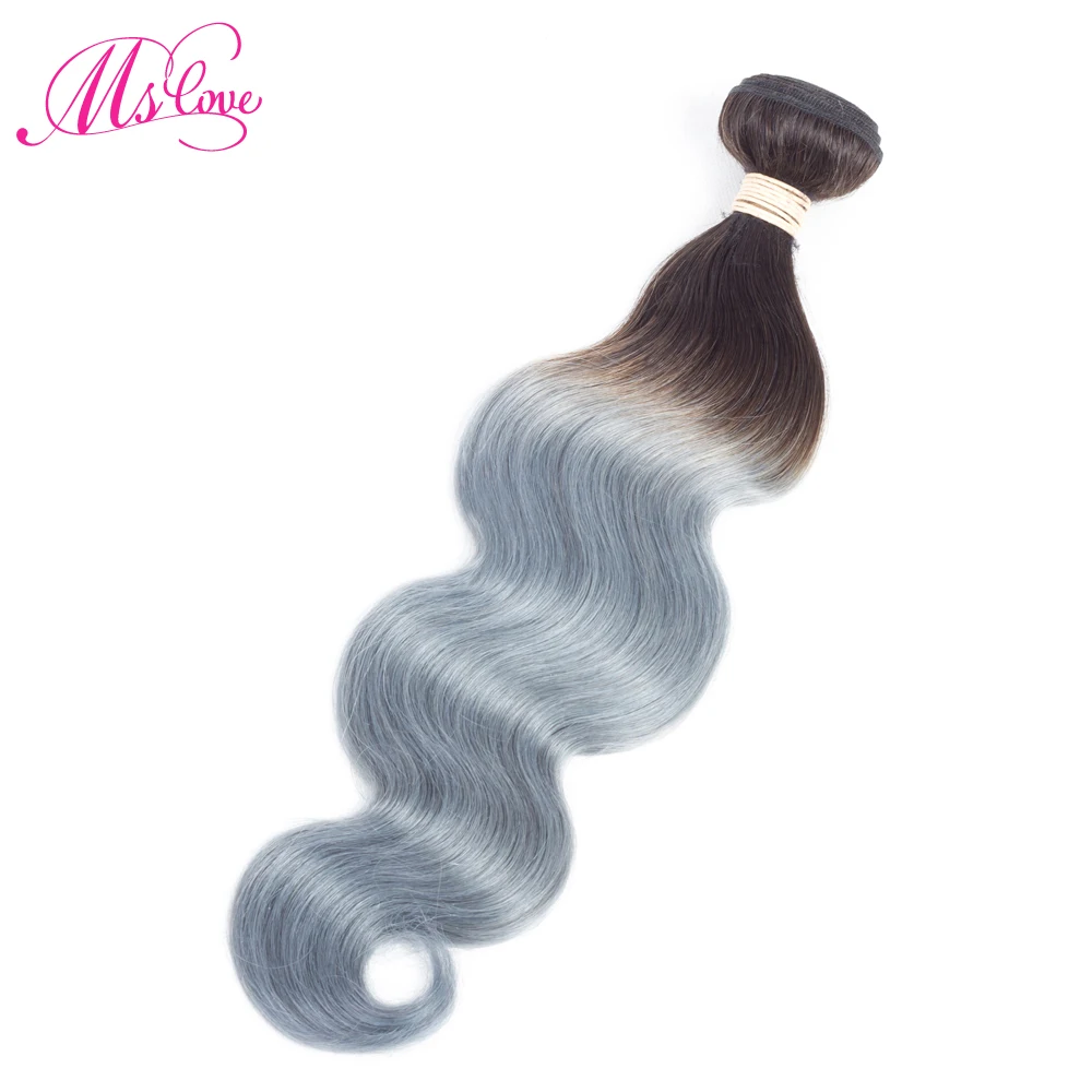 

Ms Love Ombre 1B Grey Bundles Brazilian Hair Body Wave Bundles 100% Non Remy Human Hair 1 Bundles Hair Extensions