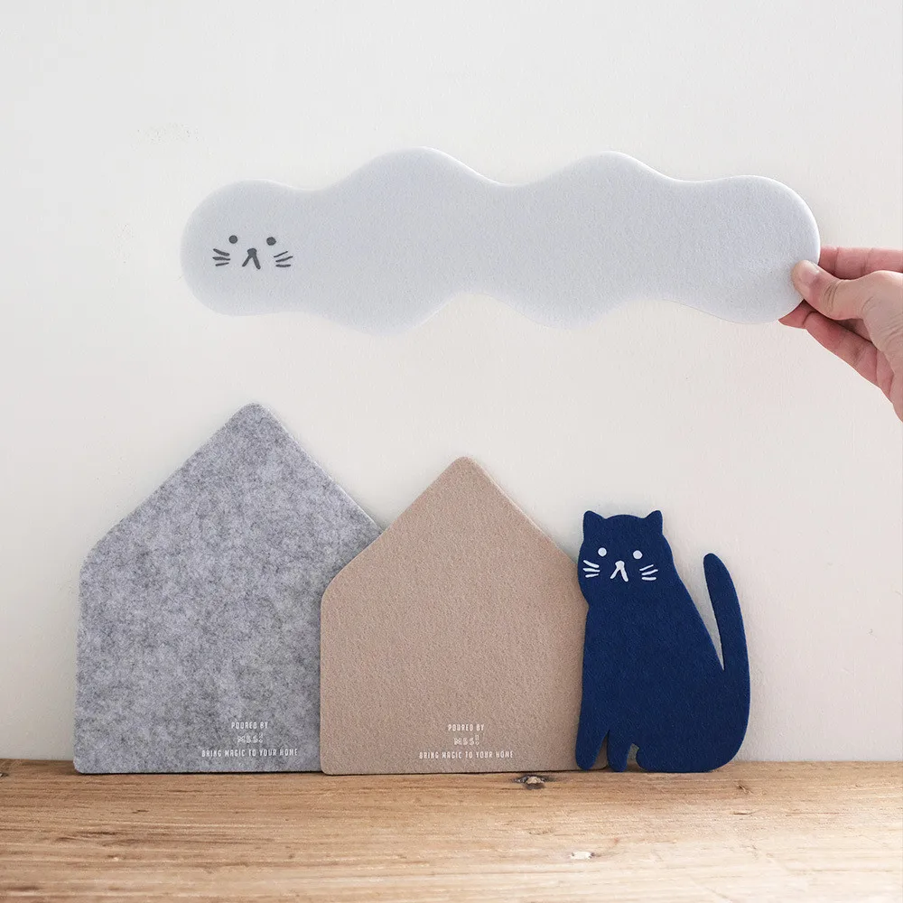 Original Design Felt Coaster Decorative Cat House Cloud Placemat Table Insulation Anti-scalding Nordic Style 4pcs/set | Дом и сад