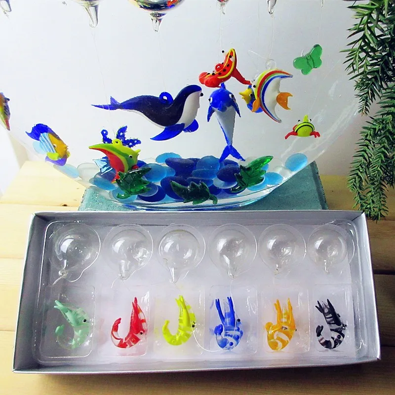 Custom Munuola island style hand blown glass aquarium float fish