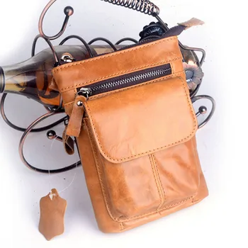 

New Men Genuine Leather High Quality Brand Crossbody Shoulder Bag fashion hook Belt Waist Fanny Bag Phone Case Bag wallet