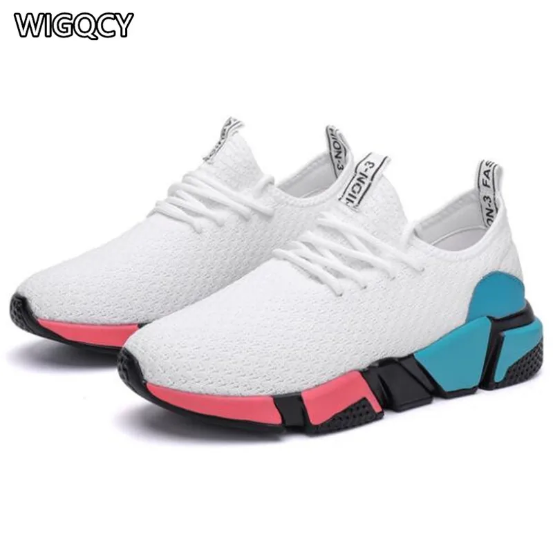 

WIGQCY 2019 new spring, summer and autumn fashion wild flying woven women's shoes breathable mesh shoes with flat sneakers Y132