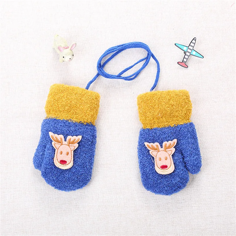 Winter Baby Boy Girl Gloves Cotton Kids Full Finger Cute Cartoon Knitting Winter Solid Gloves Thicken Warm Infant Baby  (3)