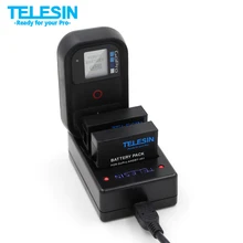 Multi-funcional de 3 Canales USB 3 Ranuras GoPro TELESIN Cargador Cargador de Batería WiFi Control Remoto para Gopro Hero 4 accesorios