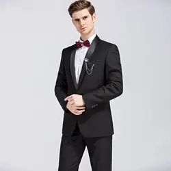 Черный Для мужчин костюм комплект из 2 частей 4XL модные Бизнес свадебный банкет мужские костюмы куртка и брюки тонкий элегантный джентльмен