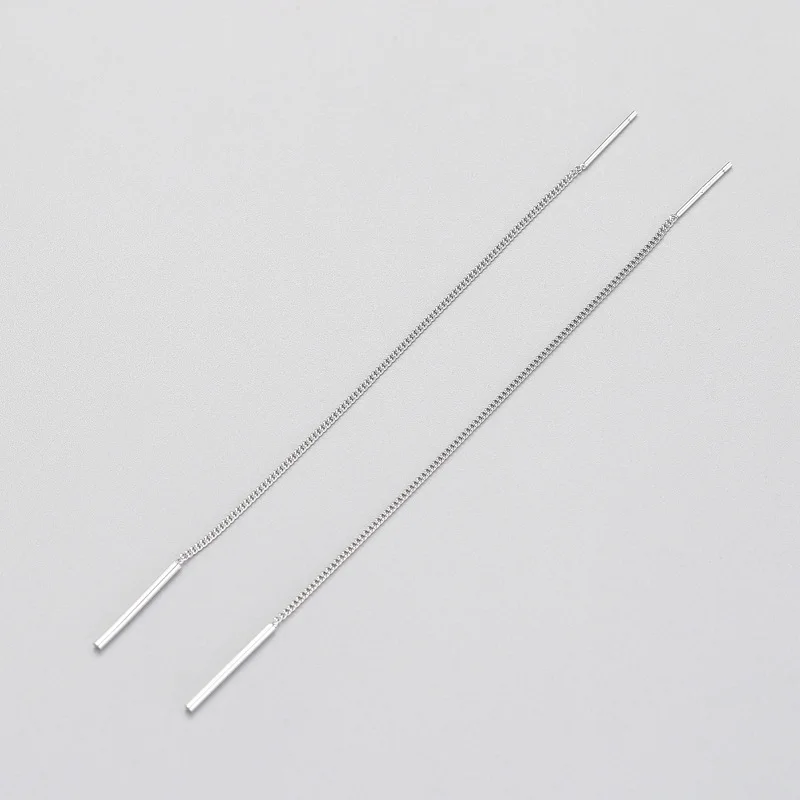 INZATT Trendy Real 925 Sterling Silver Dangle Drop Earrings Minimalist Long Tassel Chain Fine Jewelry For Women Gift