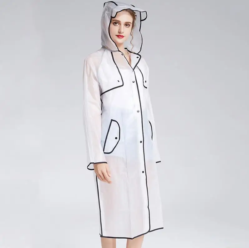 

New Four Seasons 4 Color Hooded Single Breasted Transparent Convenient Practical Raincoat Women Fashion Tide
