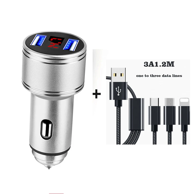 Fiuzd Dual USB Car Charger Adapter 3.1A Digital LED VoltageCurrent Display Auto Vehicle Metal Charger For Samsung s10 s9 s8 7 phone charger for huawei p20 p10 pro lite 22