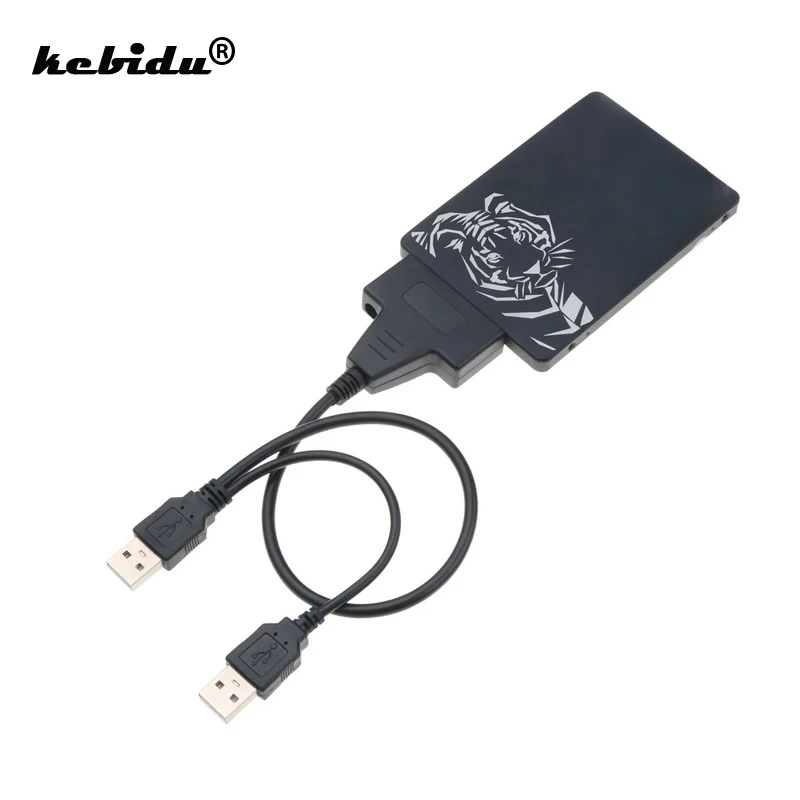 

kebidu Dual USB 2.0 to 22Pin SATA Adapter Cable Converter 5.5mm for 2.5 inch SATA HDD External Power Hard Disk Drive
