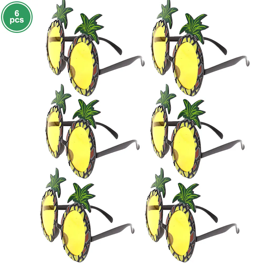 6PC Hawaii Tropical Birthday Decoration Sunglasses Flamingo Party Decor Pineapple Sun Glasses Hawaiian Pool Party Supplies - Цвет: pineapple