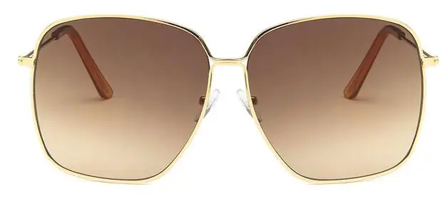 Квадратные Солнцезащитные очки для женщин, модель года, Модные Винтажные Солнцезащитные очки большого размера, женские солнцезащитные очки, прозрачные розовые очки UV400 - Цвет линз: gold tea