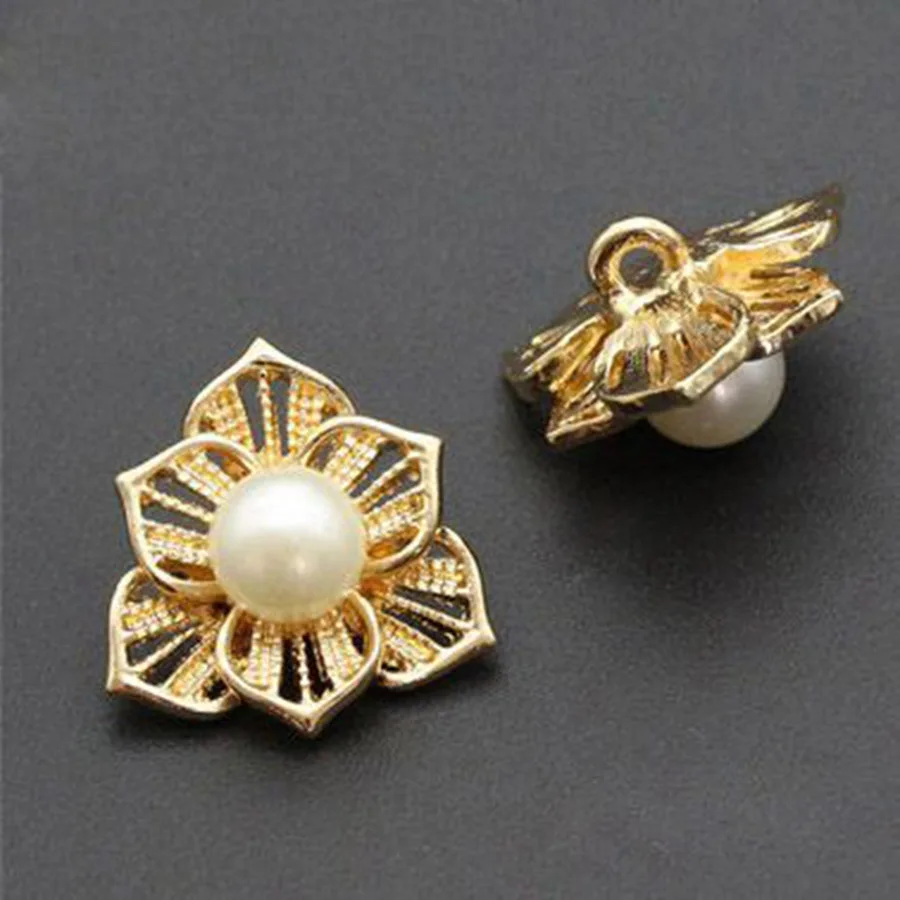 

5pcs 18-22mm Decorative Rhinestones Button Metal Buttons Flower Shank Button for Wedding Mink Coat Decorations
