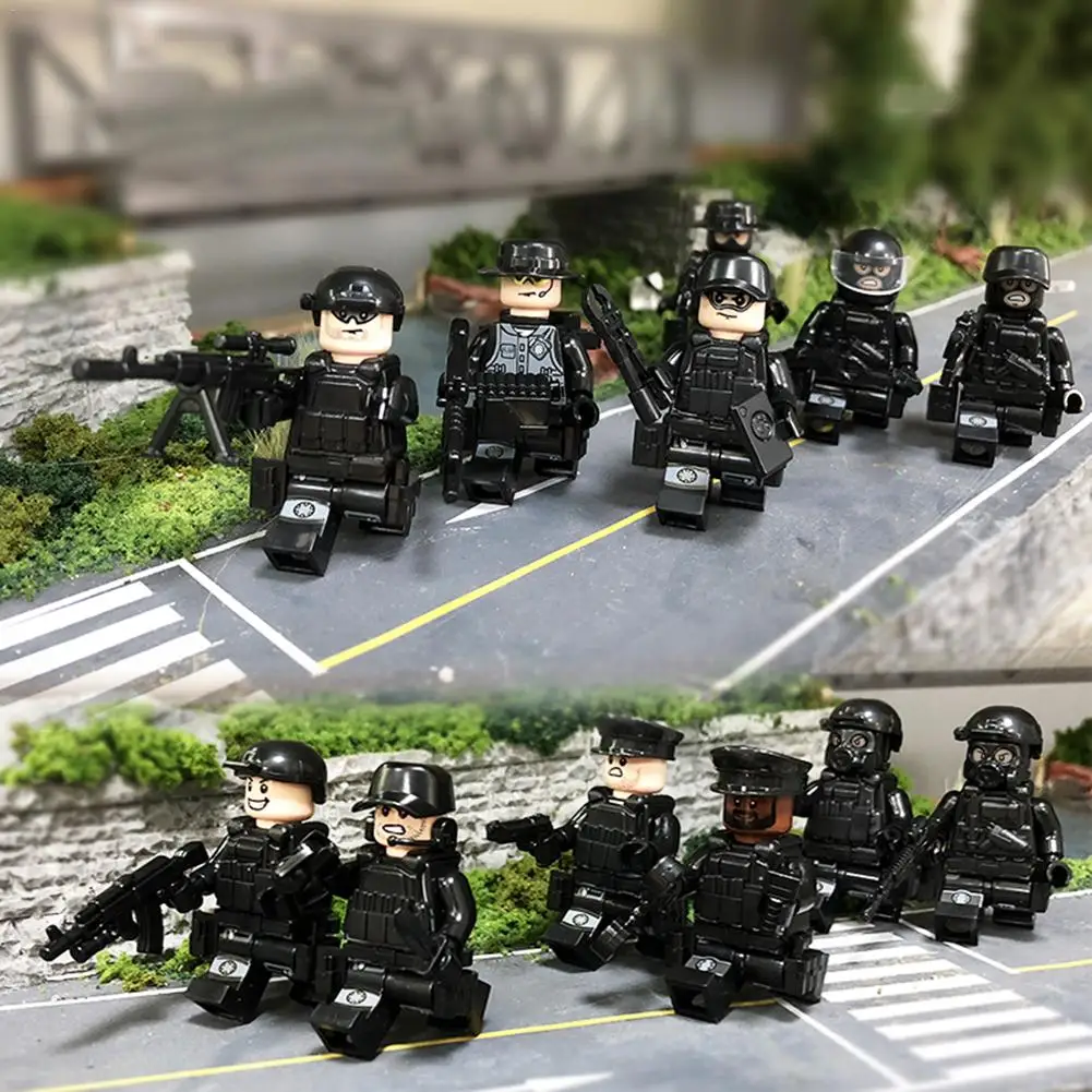 

8PCS/12PCS Assembled Military Special Forces Soldiers Bricks Guns Weapons Compatible Legoings Armed Building SWAT Blocks Toys