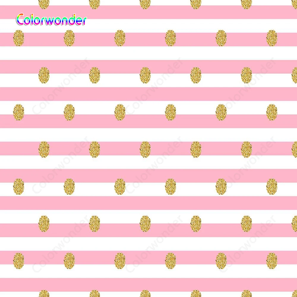 

Colorwonder Photography Background White and Pink Stripes 7x5ft Golden Dots Seamless Backdrop for Birthday Party Banner Decor