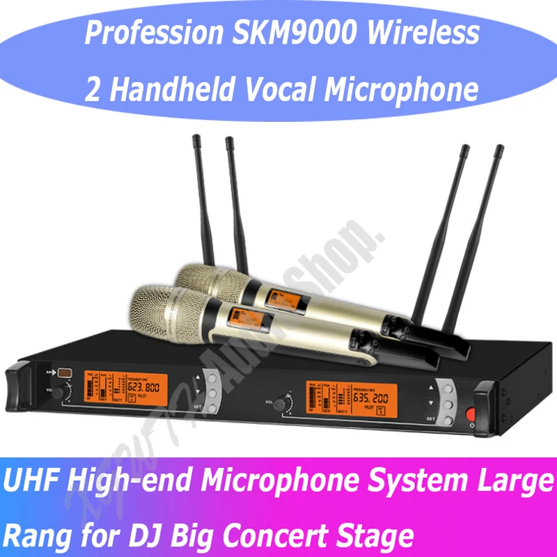 

Handheld Wireless DJ Karaoke Mic SKM9000 skm 9000 KTV Stage Performance Wireless 2 Handheld Vocal Microphone System