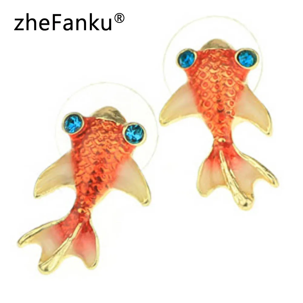 

1/Pair Cute Cute Goldfish Glazed 1 Pair Earrings Drop Shipping 2017 Charming Jewelry New Fashion
