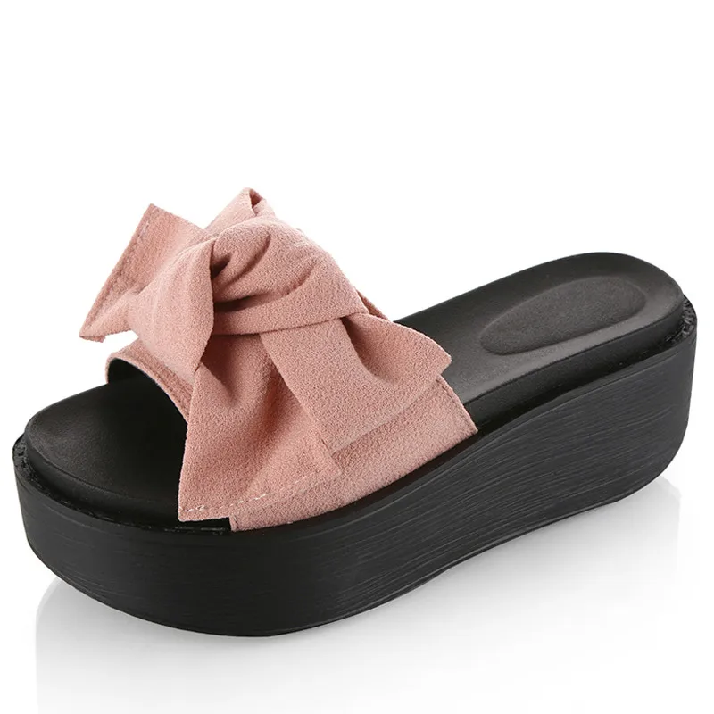 

Big Bowtie Woman Beach Flip Flops Summer Sandals Slip- Resistant Slippers Platform Sandals Size 34-39 B768