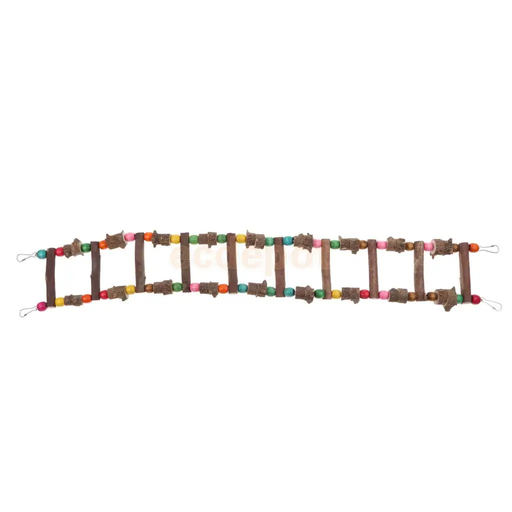 Bird Parrot Rat Hamster Chinchilla Toy, Wooden Ladder Bridge Swing Hanging Ladder Toy for Pet Trainning