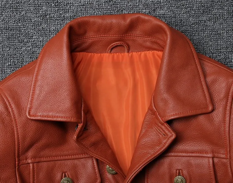 100% Genuine Leather Mens Aviator Jacket Italy Luxury Single Breasted Short Windproof Biker Leather Pilot Coat Plus Size 5XL