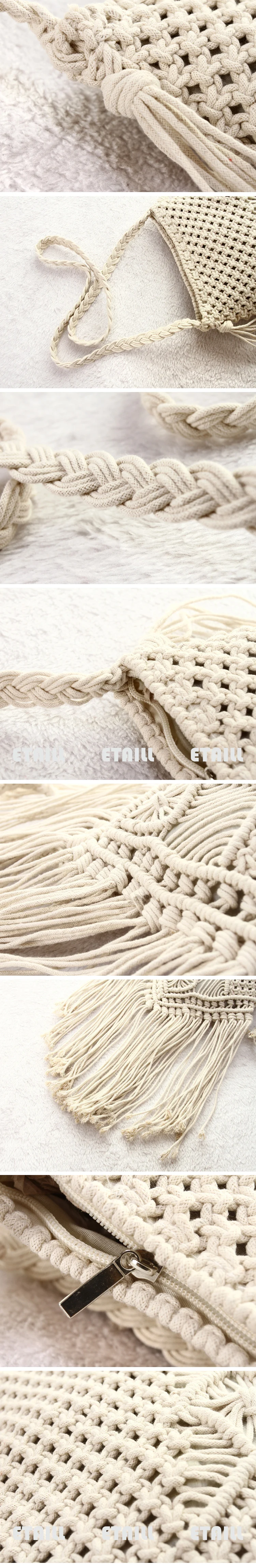 Beach Bag Women Crochet Fringed Crossbody Bag
