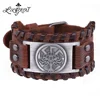 LIKGREAT Viking Tree of Life Sun Wheel Charm Bracelet Male Pagan Talisman Wristband Cuff Bangle Wide Leather Bracelet for Men ► Photo 1/6