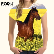 FORUDESIGNS/женская футболка, футболка для тренировок, бега, 3D, Забавный принт лошади, спортивная одежда, спортивный костюм, Женская Спортивная одежда для женщин, тренажерный зал